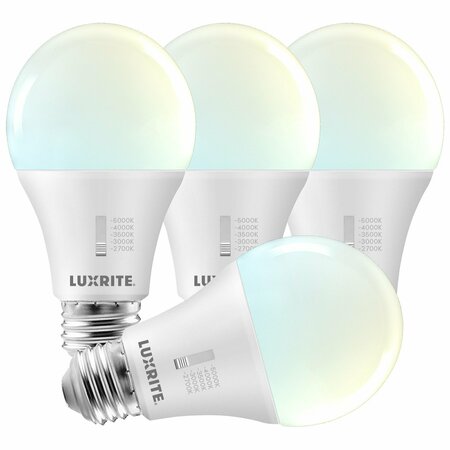 A19 LED Light Bulbs 15W 100W Equivalent 1600LM 5CCT 2700K-5000K Dimmable E26 Base, 4PK -  LUXRITE, LR21479-4PK